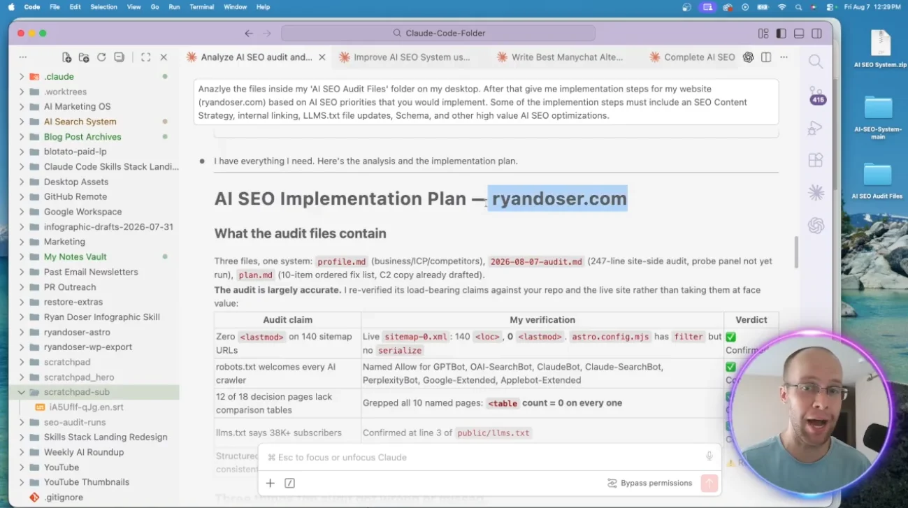 Setup video walkthrough for the AI SEO System